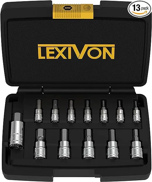 LEXIVON LX-141 Hex Bit Socket Set, Premium S2 Alloy Steel | 13-Piece Metric 2mm - 14mm Set | Enhanced Storage Case