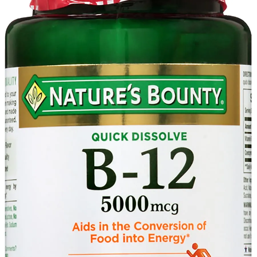 Nature's Bounty Quick Dissolve B-12 Tablets, 5000 mcg - 40 Count