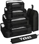 Veken 6 Set of Various Size Packing Cubes for Travel, Suitcase Organizer Bags Set with Shoe Bag, Luggage Organizer for Travel Accessories Travel Essentials