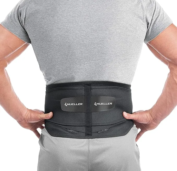 Mueller Sports Medicine Lumbar Back Brace, Lower Back Pain Relief and Support Belt for Men and Women, Black, Small (22-30 Inches)