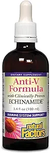 Natural Factors, Anti-V Liquid Formula, Echinacea Supplement for Immune and Wellness Support, Organic, Non-GMO, 3.4 oz (100 servings)