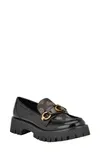 Shop Guess Almost Platform Loafer In Black/ Gold