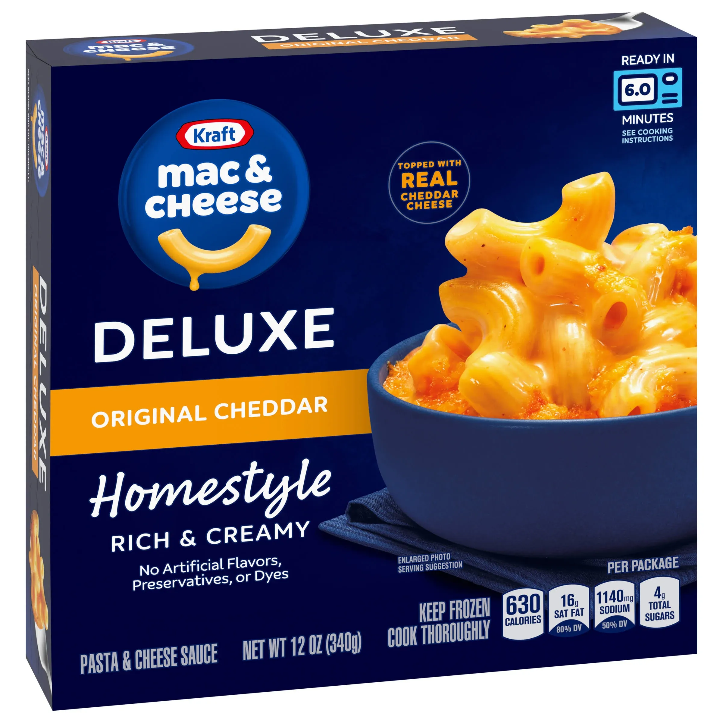 Kraft Frozen Deluxe Original Cheddar Macaroni and Cheese 60 oz (5 x 12 oz)