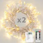 Koxly 2 Pack Battery Operated String Lights with Remote Timer Waterproof 8 Modes 16.4ft 50 LED String Lights for Bedroom,Garden,Party,Xmas Tree