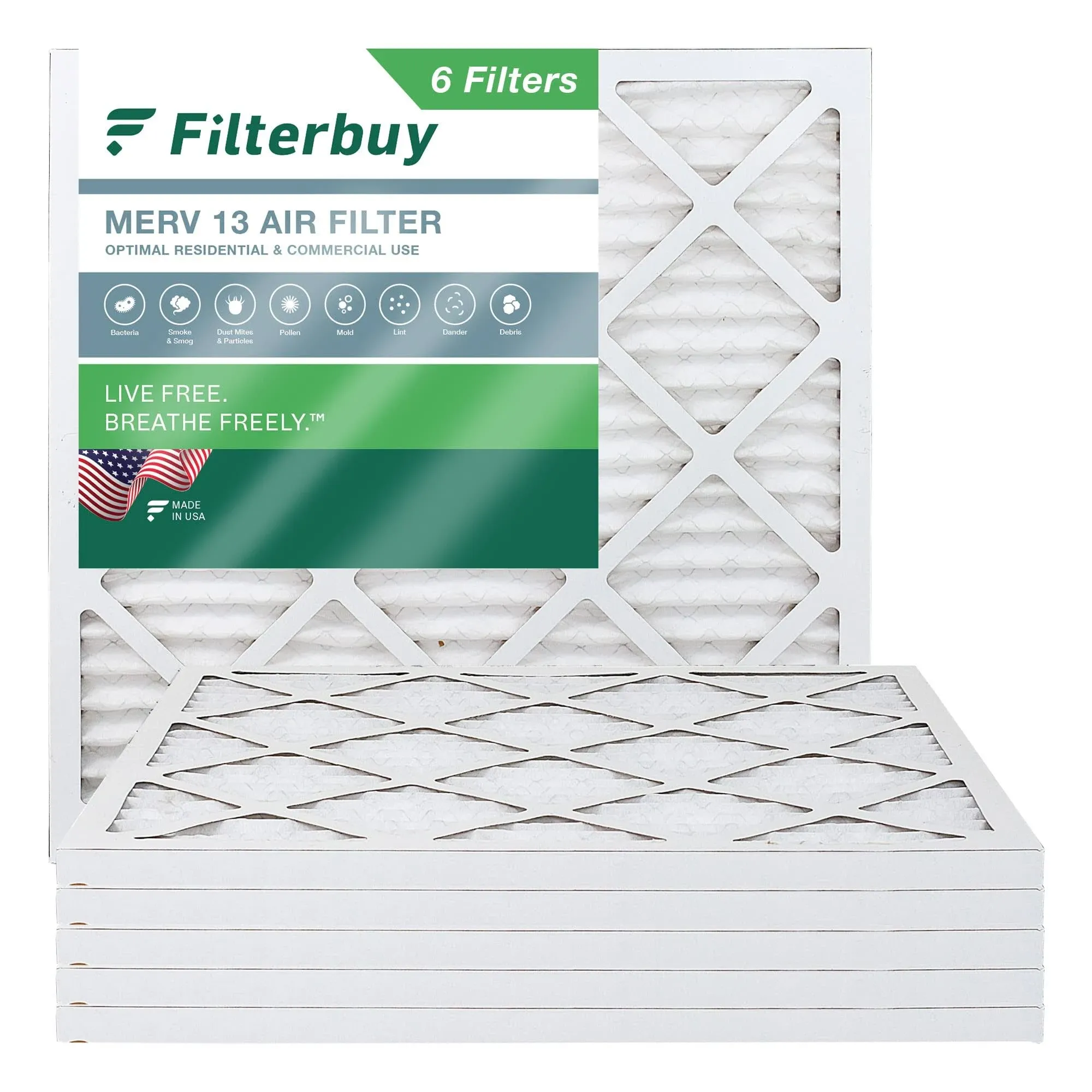 Filterbuy 18x18x1 Air Filter MERV 13, Pleated HVAC AC Furnace Filters Replacement ...