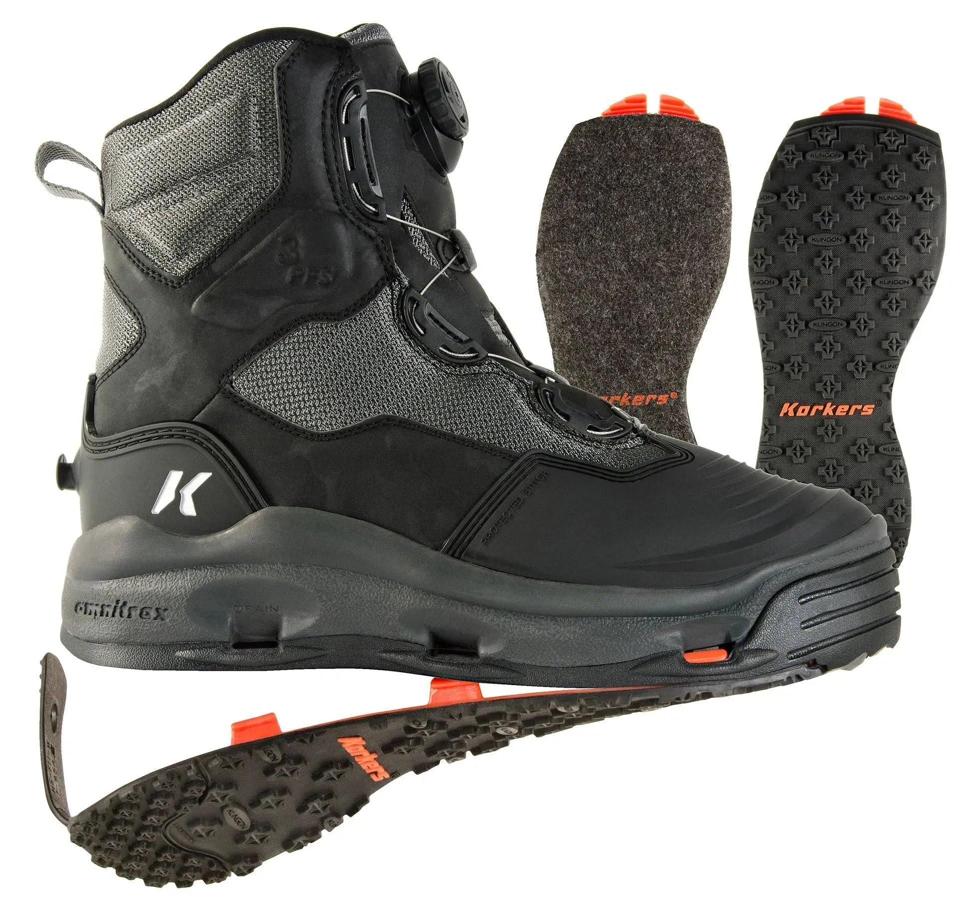 Korkers Darkhorse Wading Boots - 9 - Felt/Kling-On