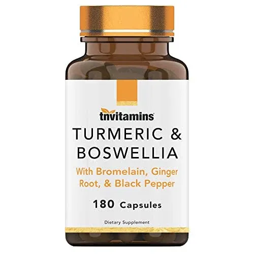 Turmeric & Boswellia Complex (180 Capsules) with Ginger Root, Bromelain, & Black Pepper Extract | Joint-Ease Formula: Powerful Joint Support Supplement* | Produced in The USA