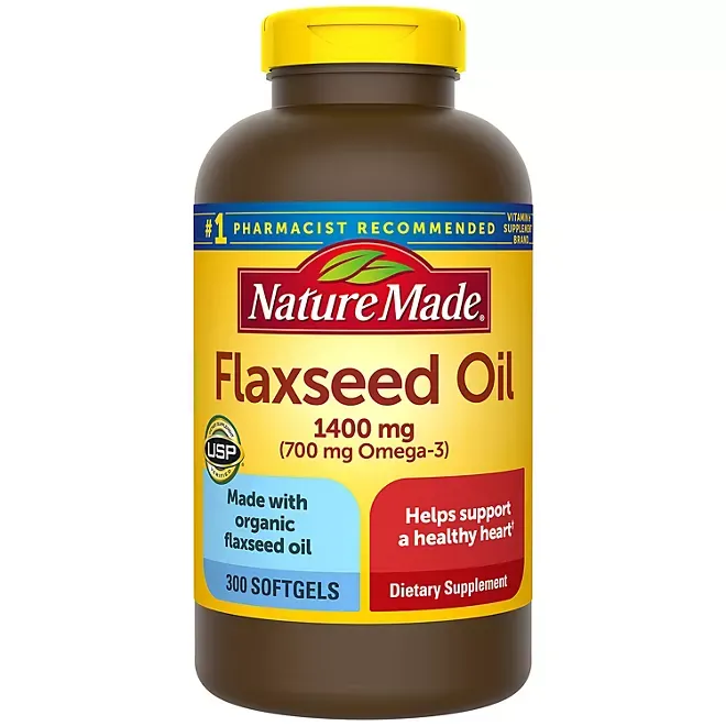 Nature Made Organic Flaxseed Oil 1,400 mg - Omega-3-6-9 for Heart Health - 300 Count (Pack of 1)