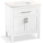 Kohler K-39604-ASB Hadron 30" Bathroom Vanity Cabinet with Sink and Quartz Top White