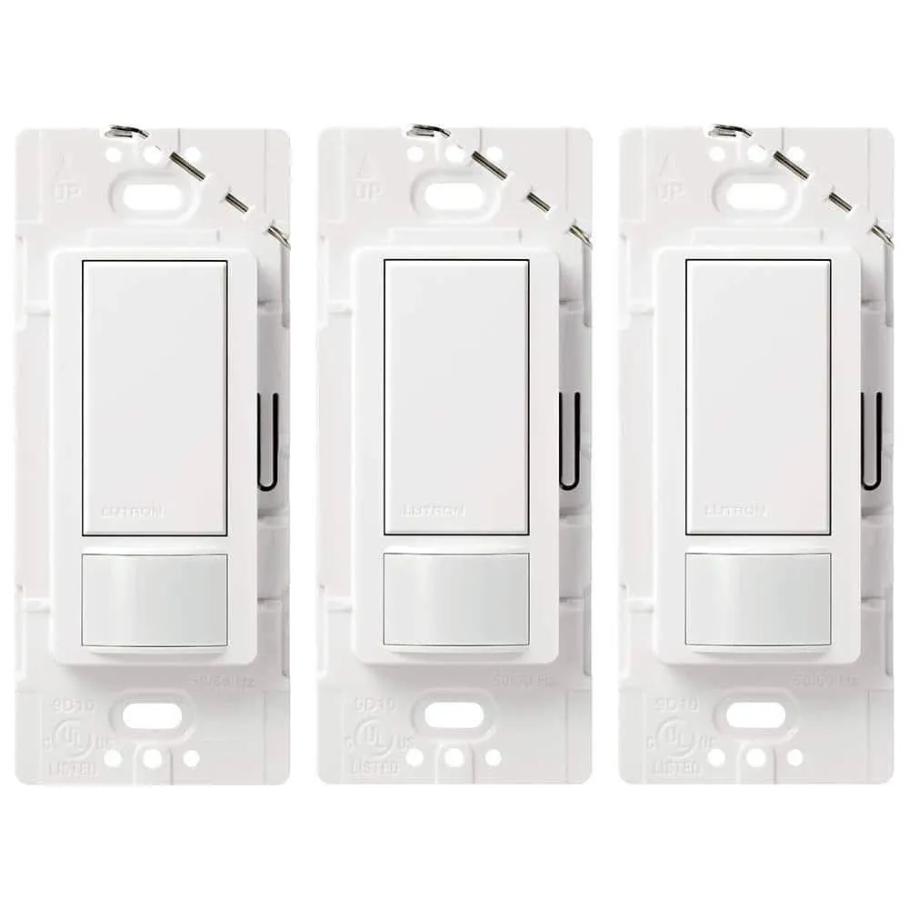 Lutron Maestro Motion Sensor Switch, No Neutral Required, 5-Amp, Single-Pole/Multi-Location, White (MS-OPS5MH-WH-3) (3-Pack) MS-OPS5MH-WH-3