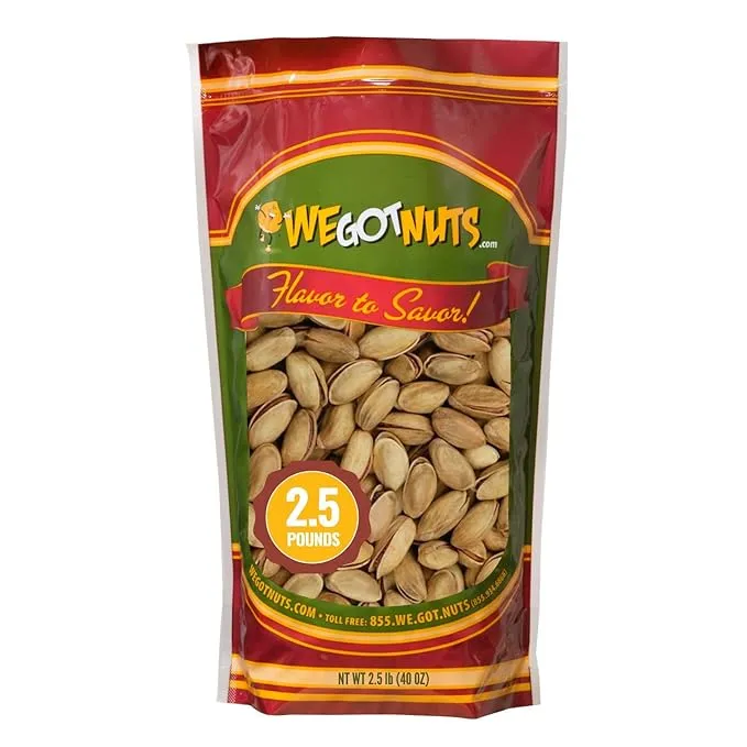 Turkish Antep Pistachios - 2.5 lbs (40oz) Premium Quality Kosher Roasted Pistachios By We Got Nuts - Natural & Healthy Rich Flavor Snack - Whole & Salted – Air-Tight Resealable Bag Package…