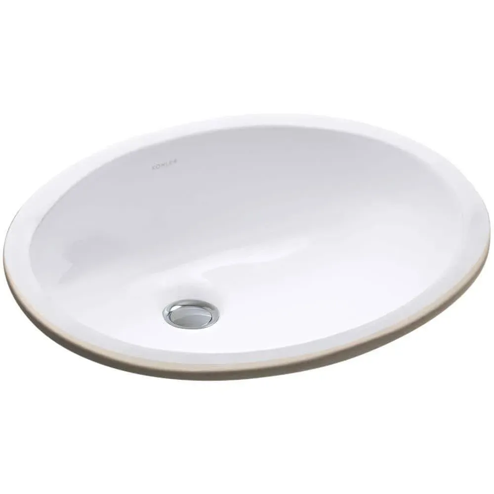 Kohler Caxton White Oval Undermount Bathroom Sink with Overflow