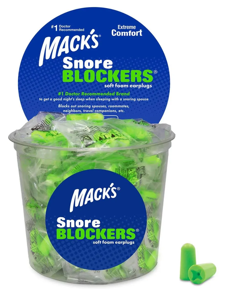 Mack’s Snore Blockers Soft Foam Earplugs, 12 Pair – 32 dB High NRR, 37 dB SNR – Comfortable Ear Plugs for Sleeping, Snoring, Loud Noise and Travel