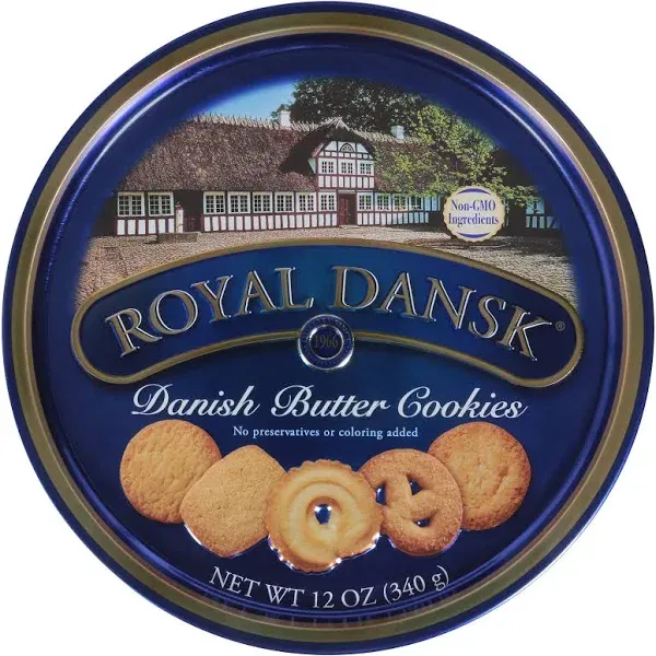 Royal Dansk 40635 Danish Butter Cookies, Reusable Tin, 12 oz