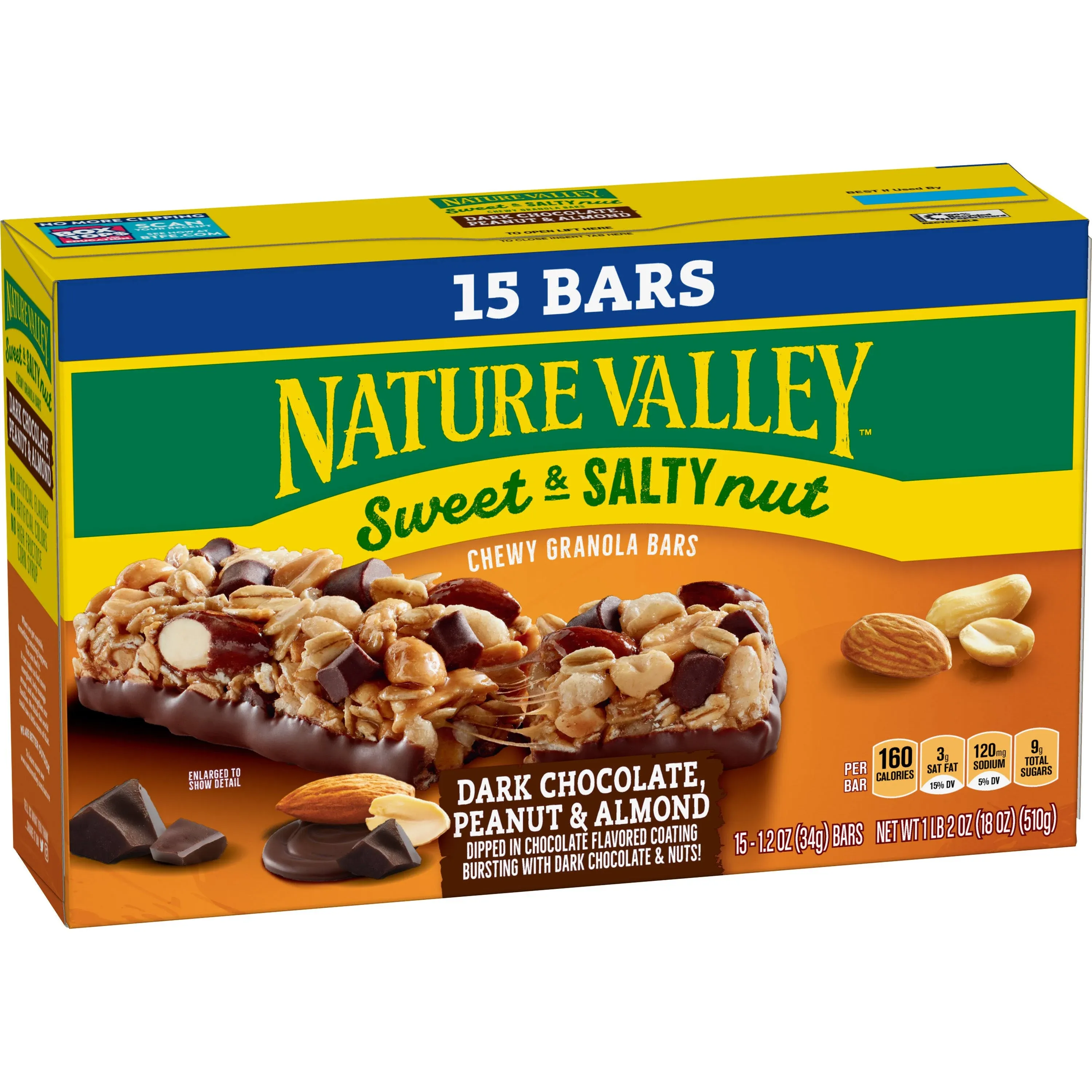 Nature Valley Sweet and Salty Nut Bars Dark Chocolate Peanut Almond 15 ct