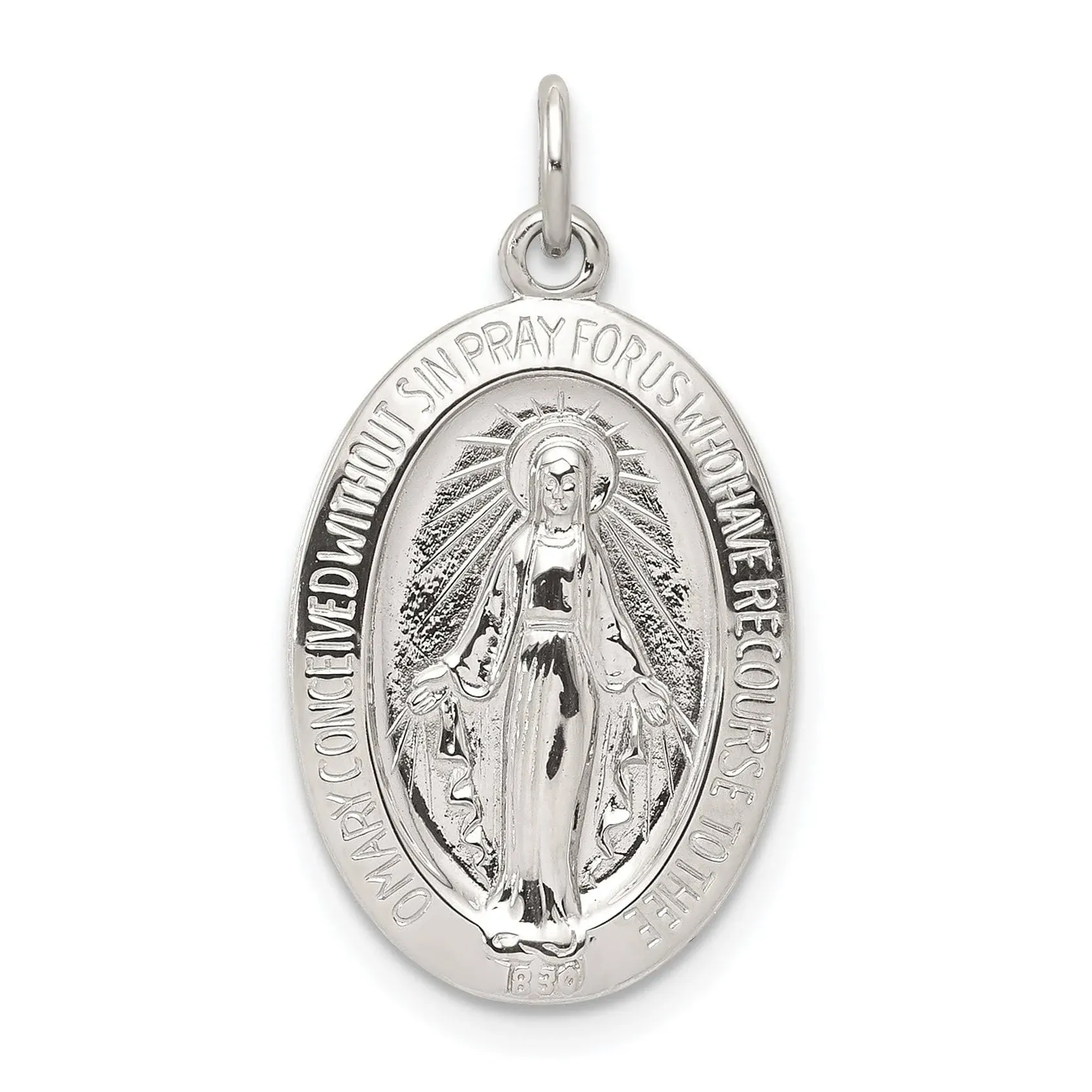 IceCarats 925 Sterling Silver Our Lady of Miraculous Medal Blessed Virgin Mary Necklace Charm Pendant 24mm x 13mm Only