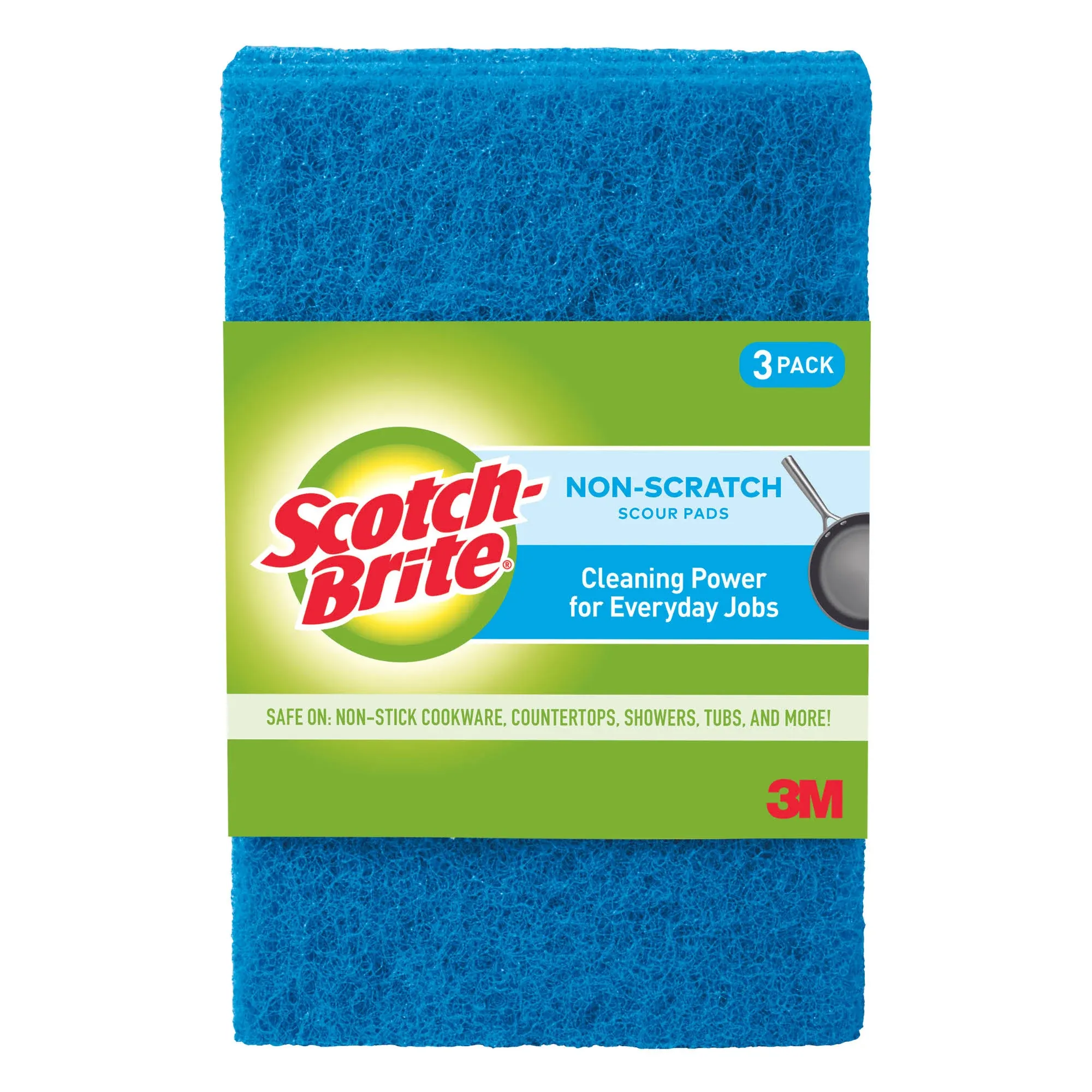 Scotch Brite Scour Pads, Non-Scratch, 3 Pack - 3 pads