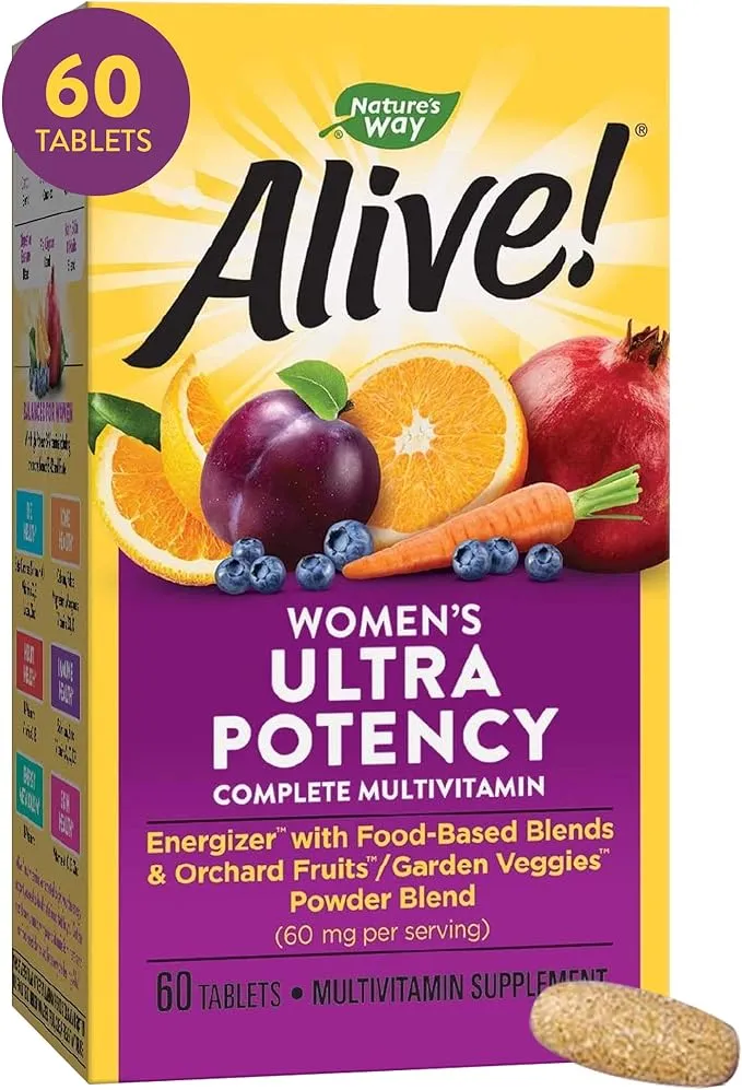 Nature's Way Alive! Women's Ultra Potency Complete Multivitamin, High Potency B-Vitamins for Women, Energy Metabolism*, 60 Tablets