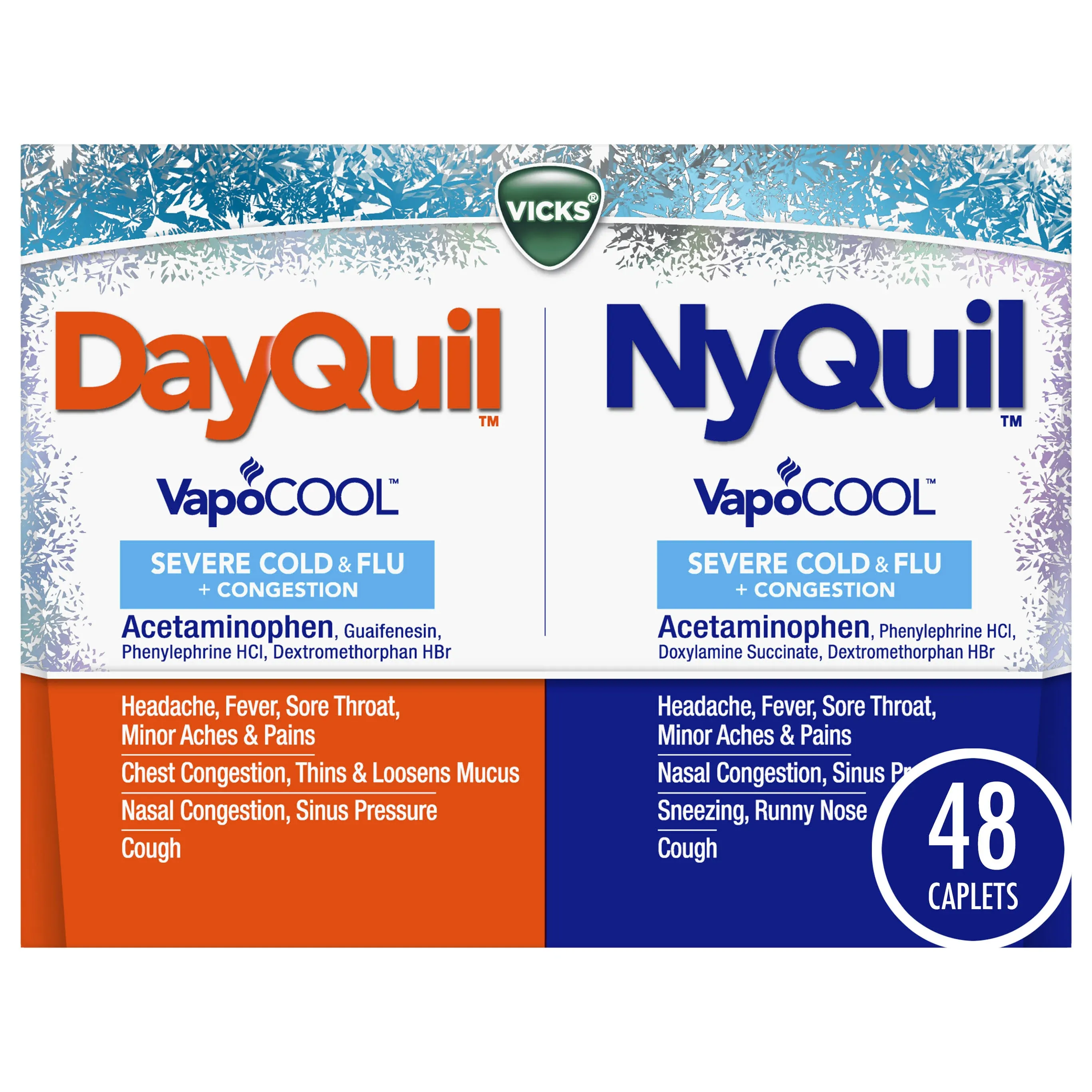 Vicks NyQuil Severe Cold & Flu and DayQuil Severe Cold & Flu Caplets Convenience Pack 24 ct