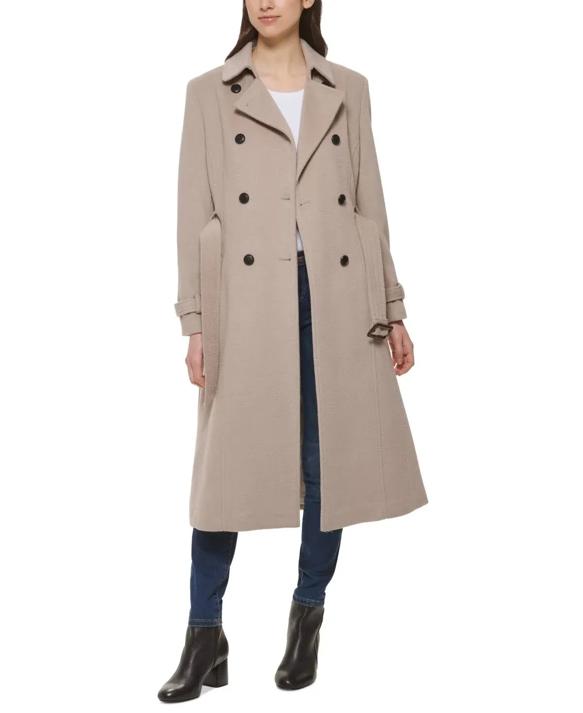 Cole Haan Women's Signature Slick Wool Blend Trench Coat - Stone - Size 12