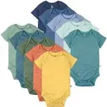 Honestbaby 10-Pack Short Sleeve Bodysuits One-Piece 100% Organic Cotton for Infant Baby Boys, Girls, Unisex