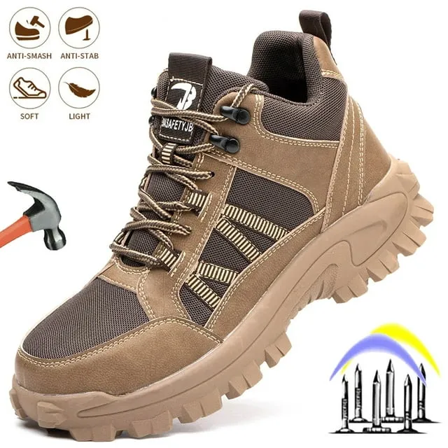 Ecetana Steel Toe Boots for Men Industrial Construction Anti-puncture Work Safety Shoes