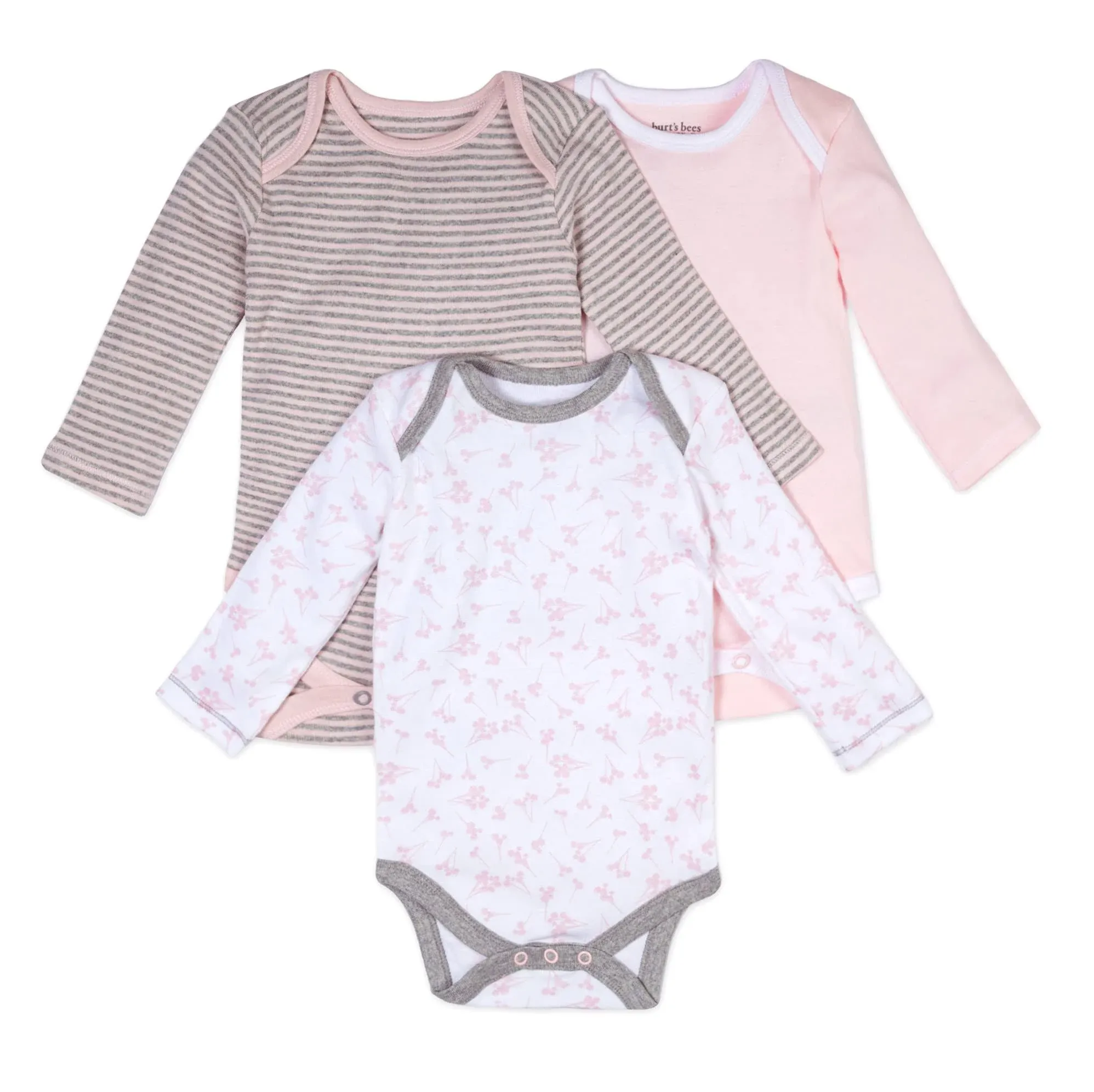 Burt's Bees Baby Bodysuits, 3-Pack Long & Short-Sleeve One-Piece, 100% Organic Cotton