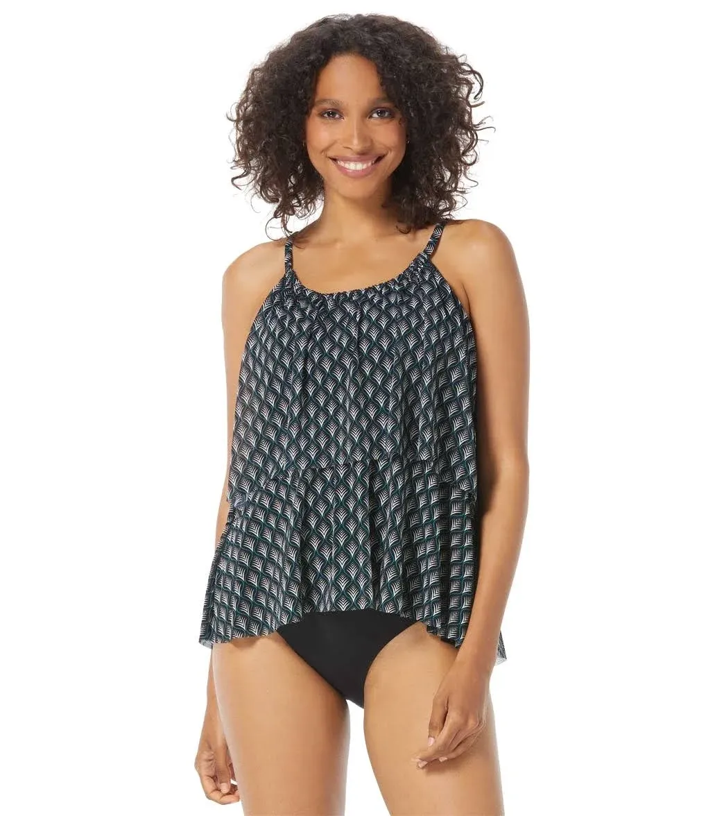 Coco Reef Women's True Bra Sized Mesh Layer Underwire Tankini Top - Siren U36425 Black 32DD