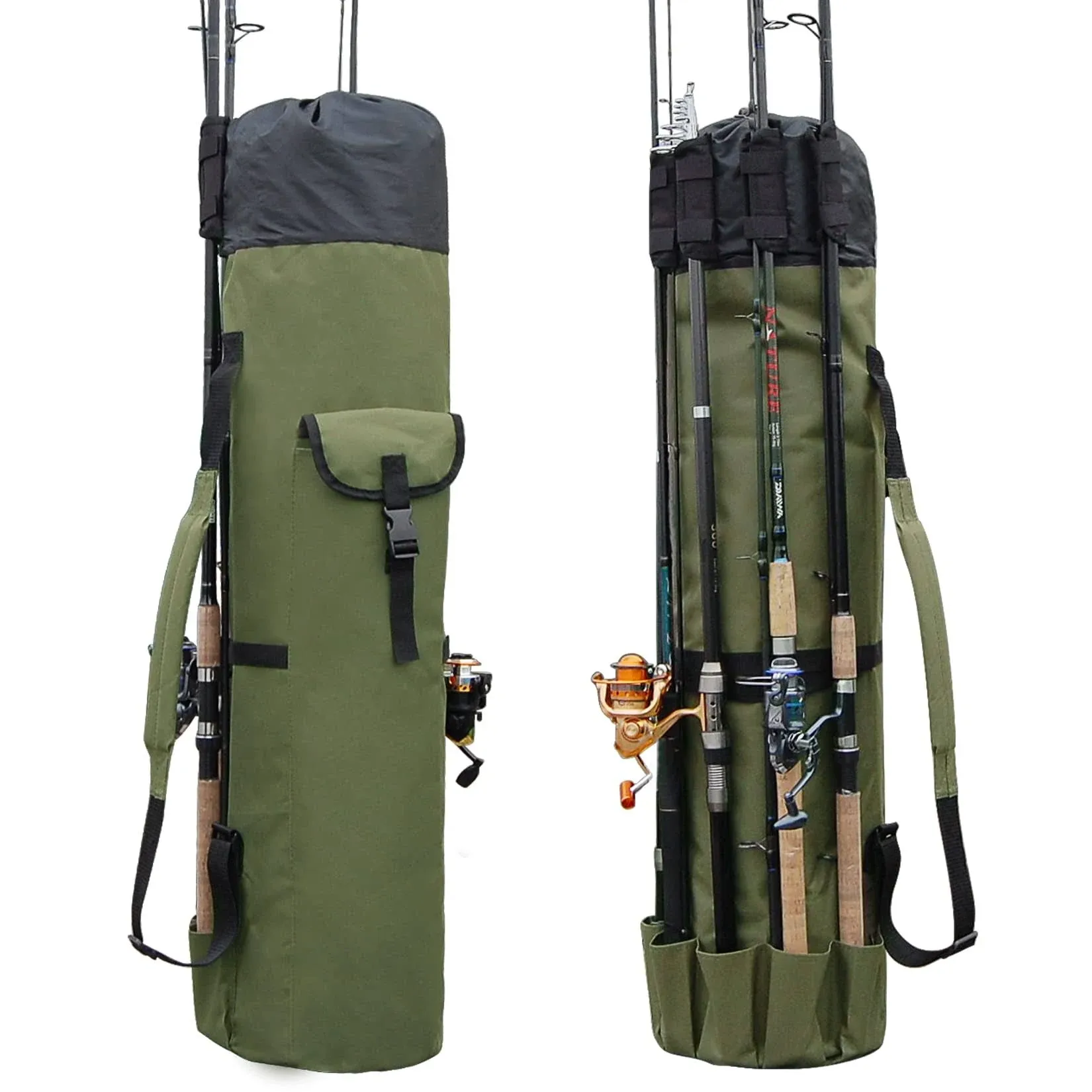 Fishing Pole Bag with Rod Holder Waterproof Fishing Pole Case Rod Bag Holds 5 Poles