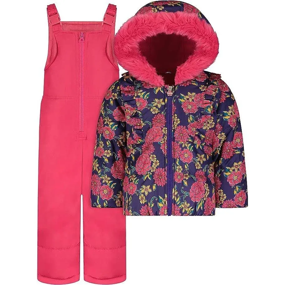 LONDON FOG Girls' 2-piece Snowbib and Puffer Coat Snowsuit Set