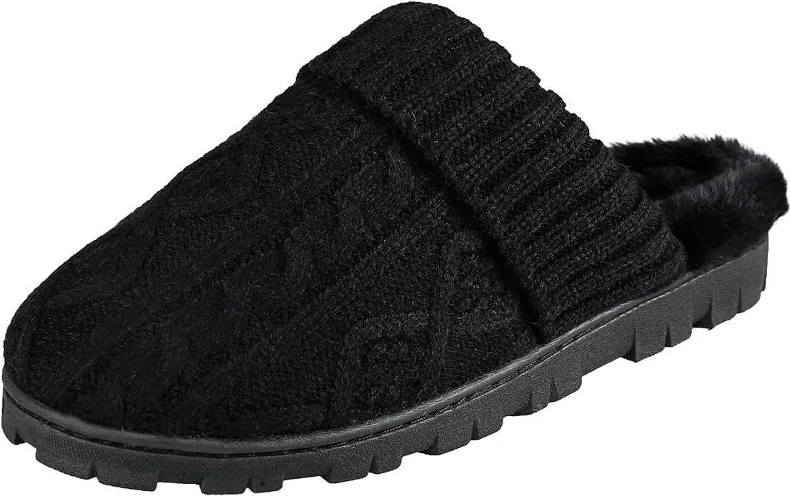 Jessica Simpson Women's Soft Knit Memory Foam Clog Slippers with Indoor/Outdoor Sole