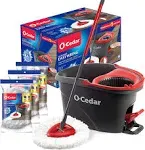 360° Spin Mop and Bucket w/wringer Set +2 Microfiber Refills Floor Cleaning