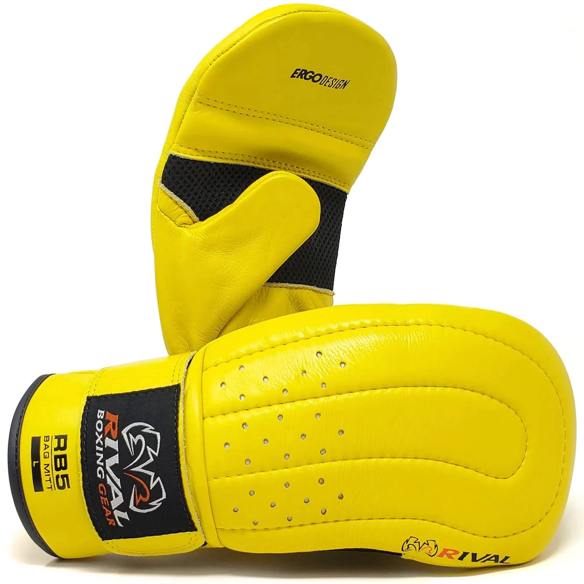 Rival Boxing RB5 Hook and Loop Bag Mitts - XL - Yellow