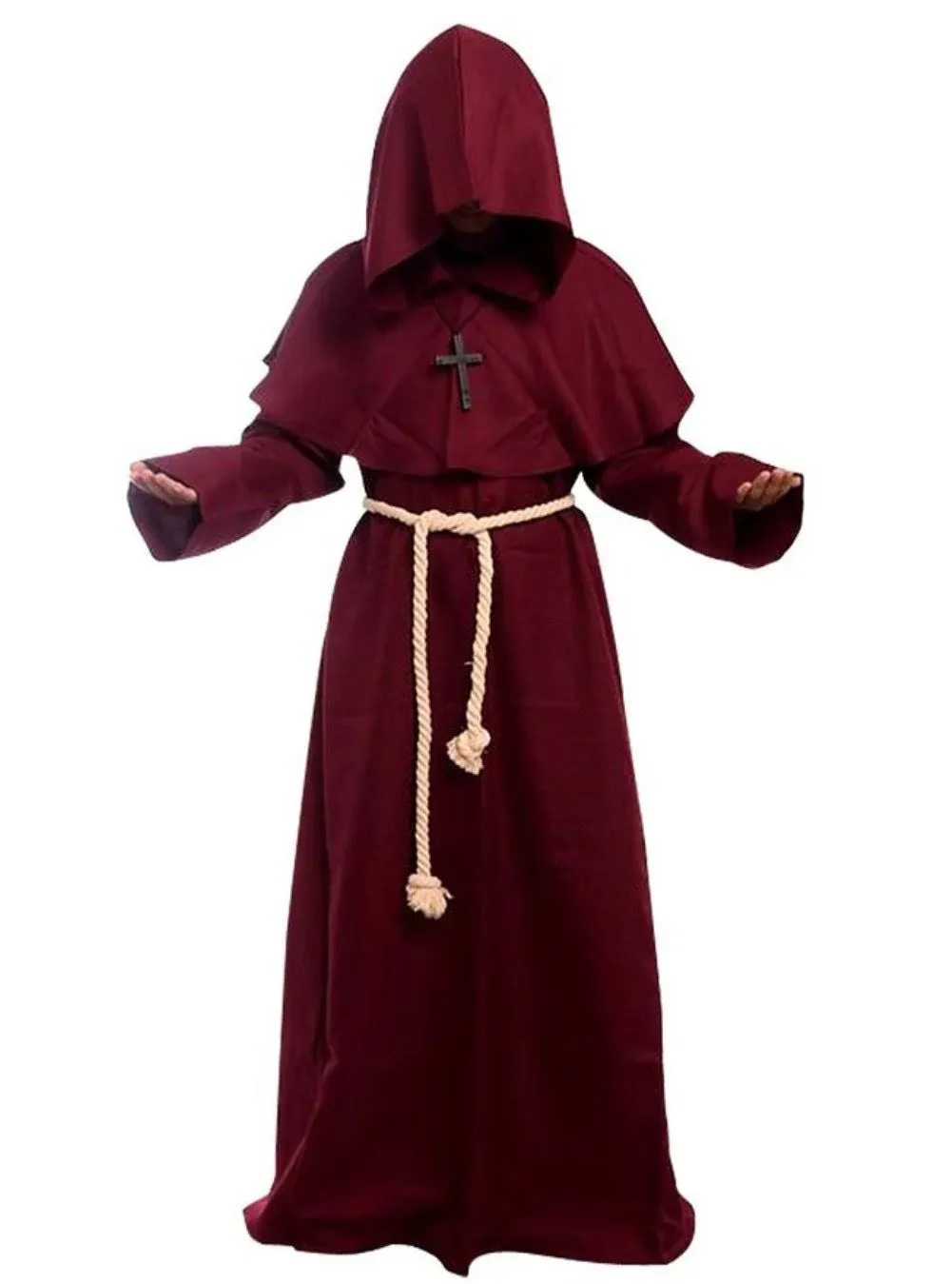 GOLDSTITCH Friar Medieval Hooded Monk Renaissance Priest Robe Costume Cosplay