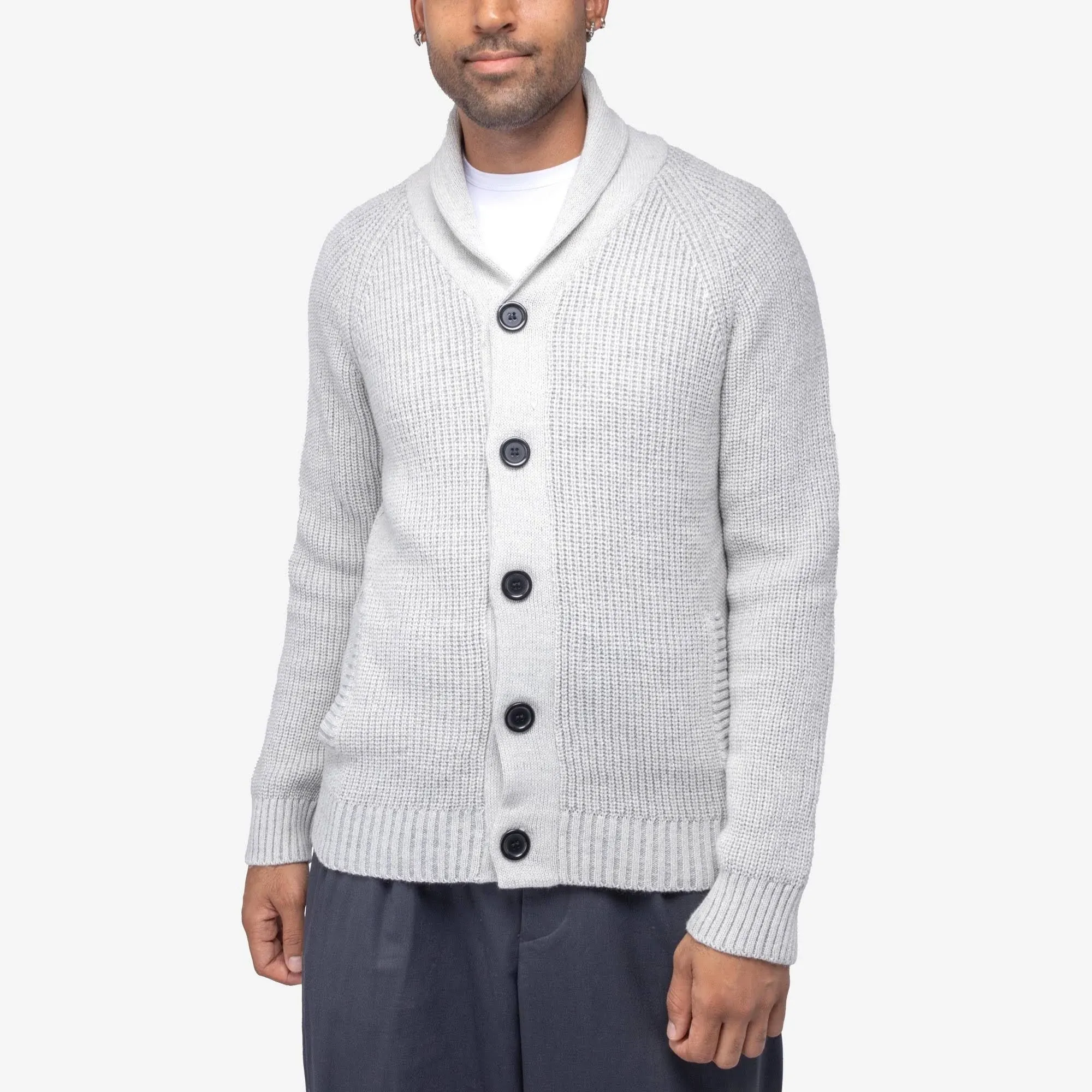 "Men's Shawl Collar Cardigan In Oatmeal"