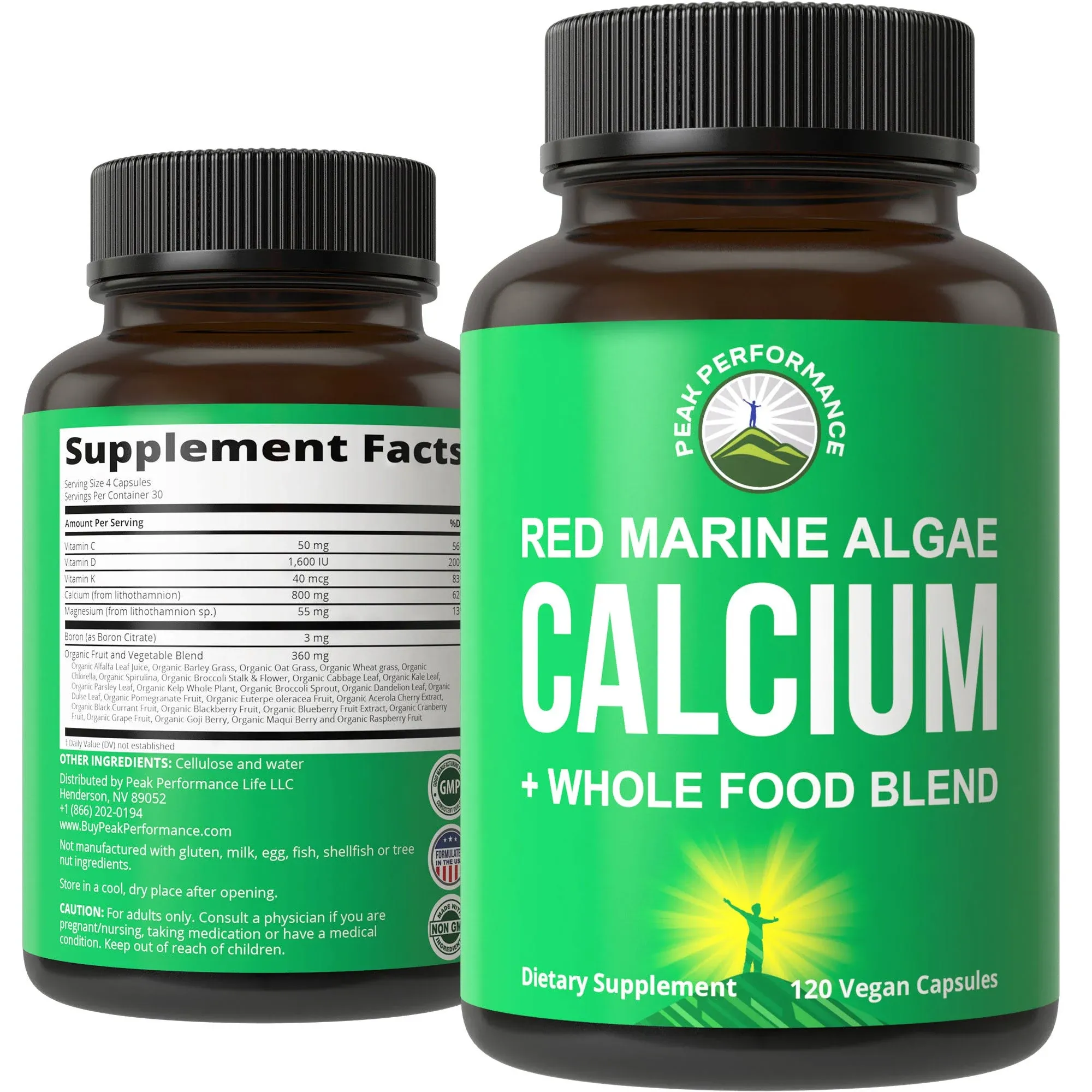 Peak Performance Raw Whole Food Vegan Calcium Supplement