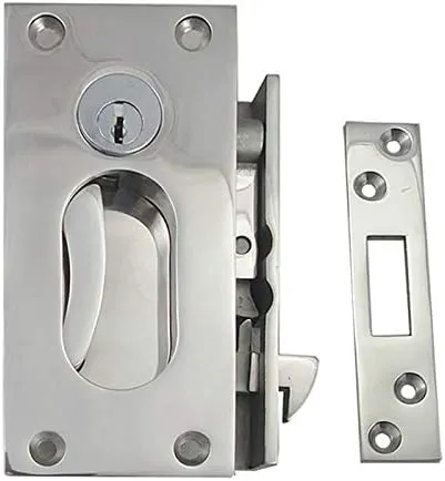 White Water S12-410 Stainless Steel Sliding Door Lock Set with Key