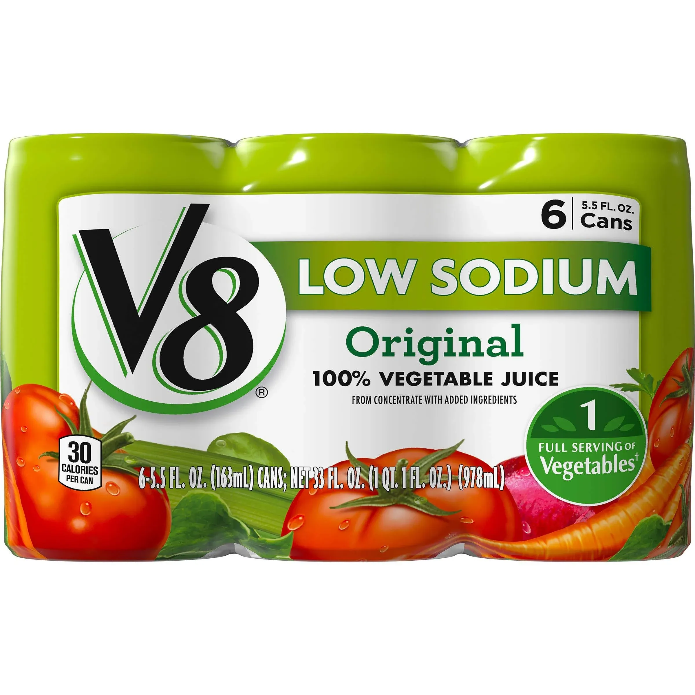 V8 Original Low Sodium 100% Vegetable Juice, 5.5 oz., 6 pack