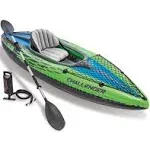 Intex Challenger K1 Inflatable Kayak with Oar and Hand Pump, Green/Blue