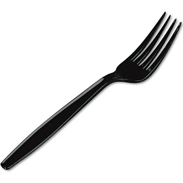 Dixie Plastic Cutlery Heavyweight Forks Black 1000/Carton