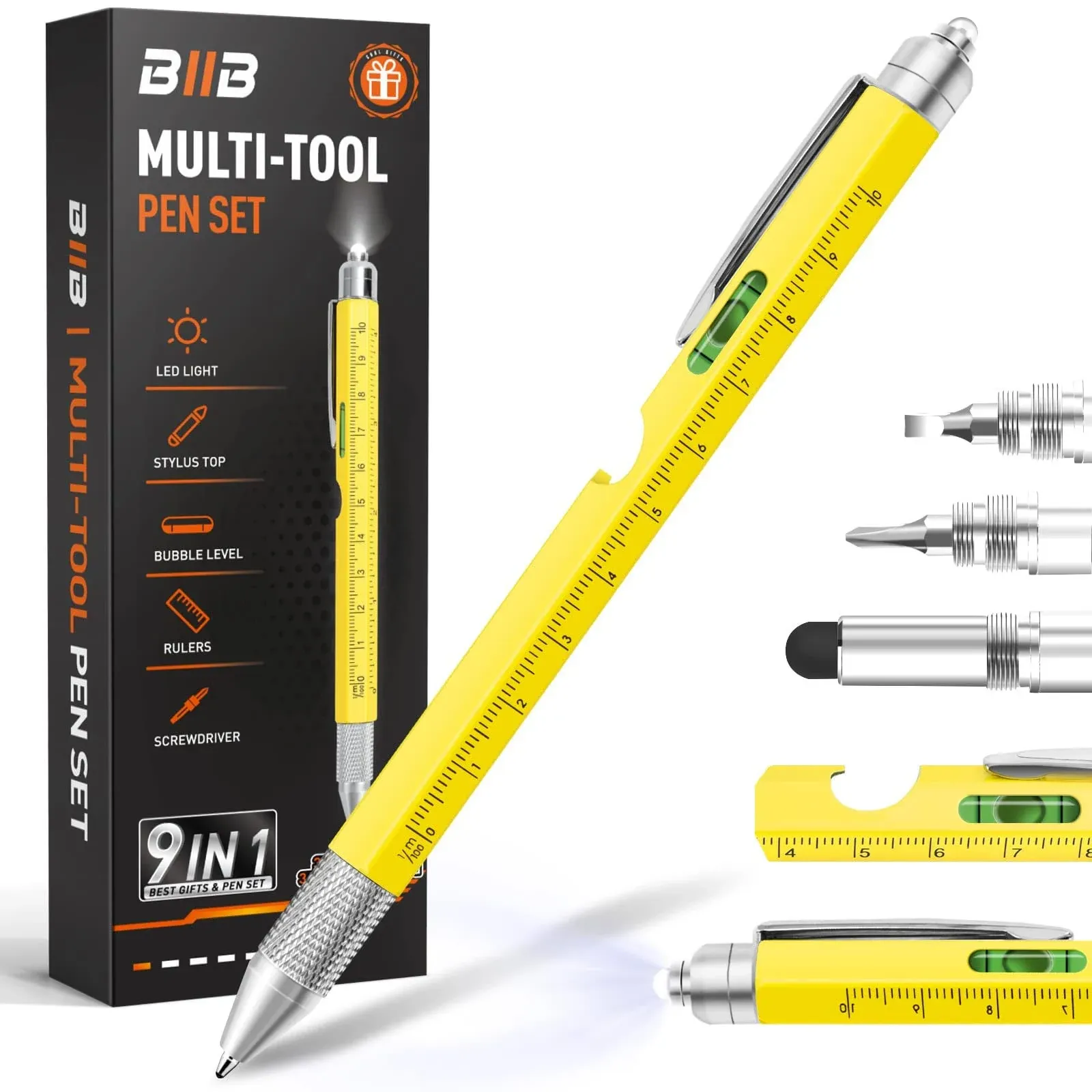 BIIB Gifts for Men, Valentines Day Gifts for Him, 9 in 1 Multitool Pen, Cool