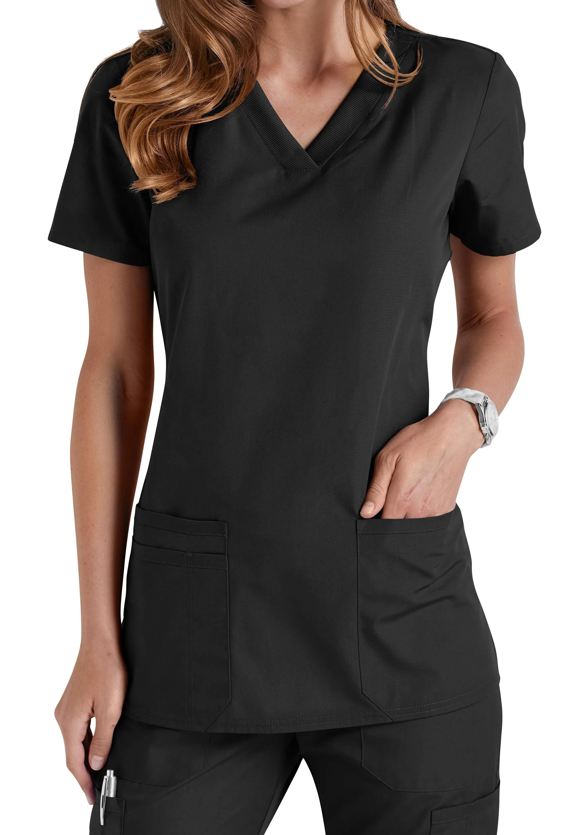 Scrubs Cherokee Workwear V Neck Top WW645 BLKW Black Free Shipping