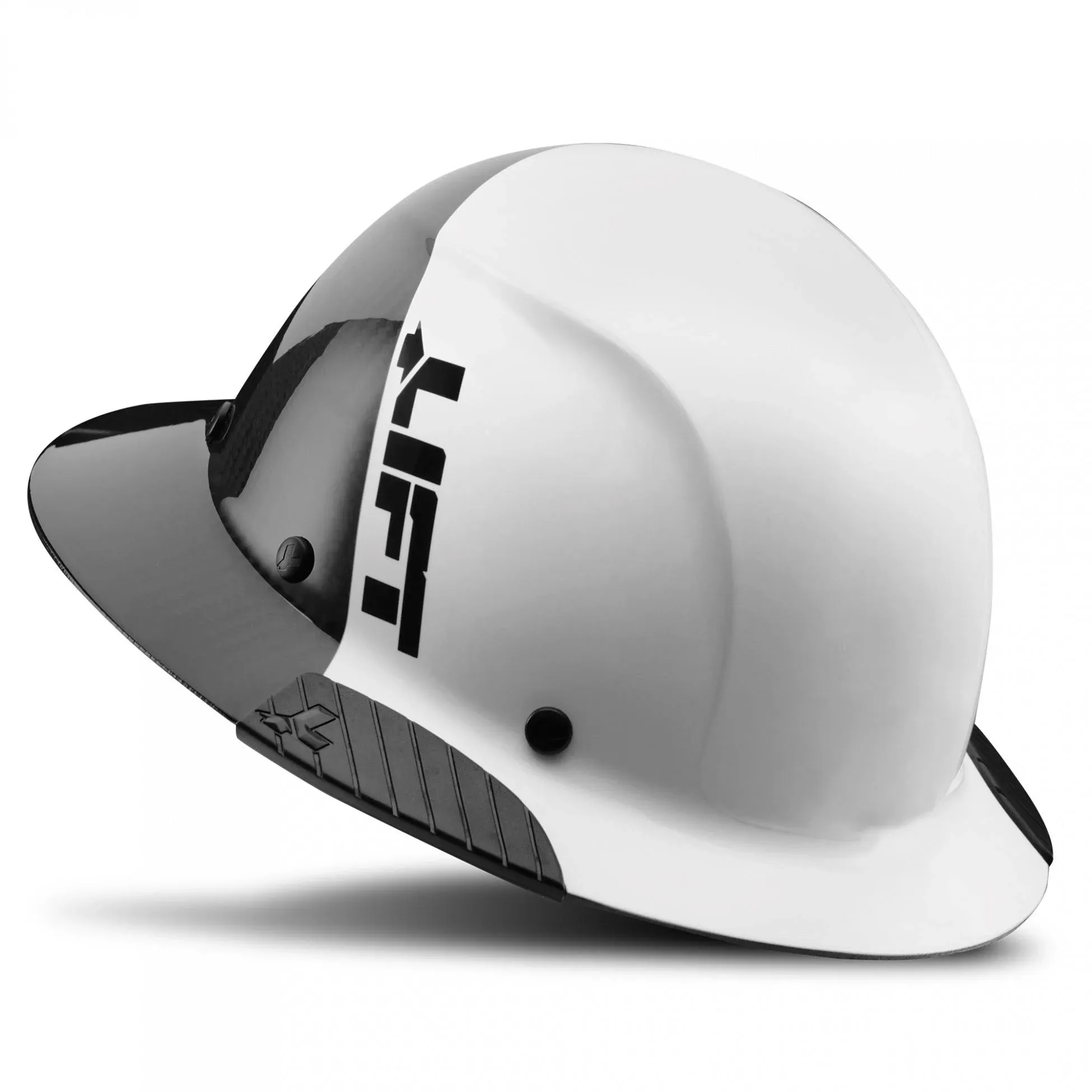 Lift Safety Dax Fifty 50 Carbon Fiber Full Brim Hardhat-White/Black | GME Supply