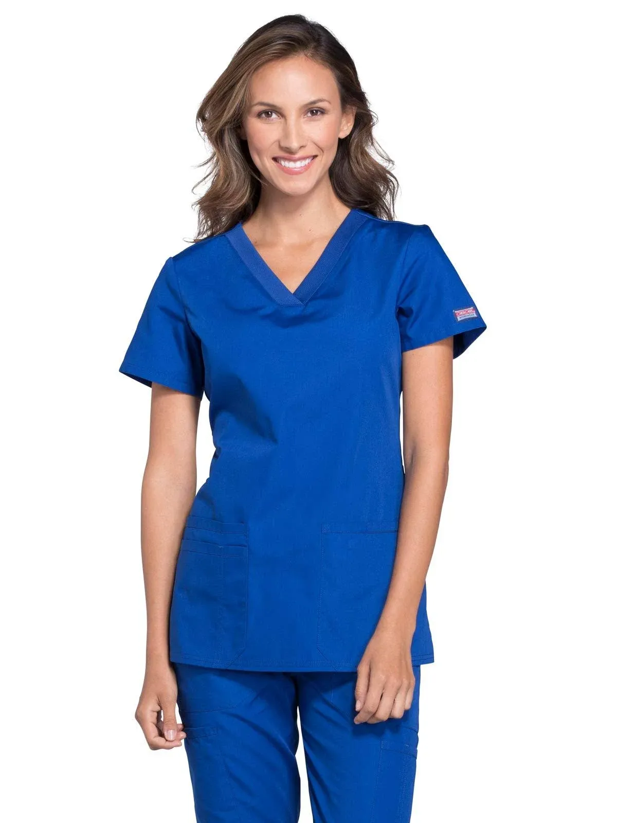 Galaxy Blue Cherokee Scrubs Workwear V Neck Top WW645 GABW