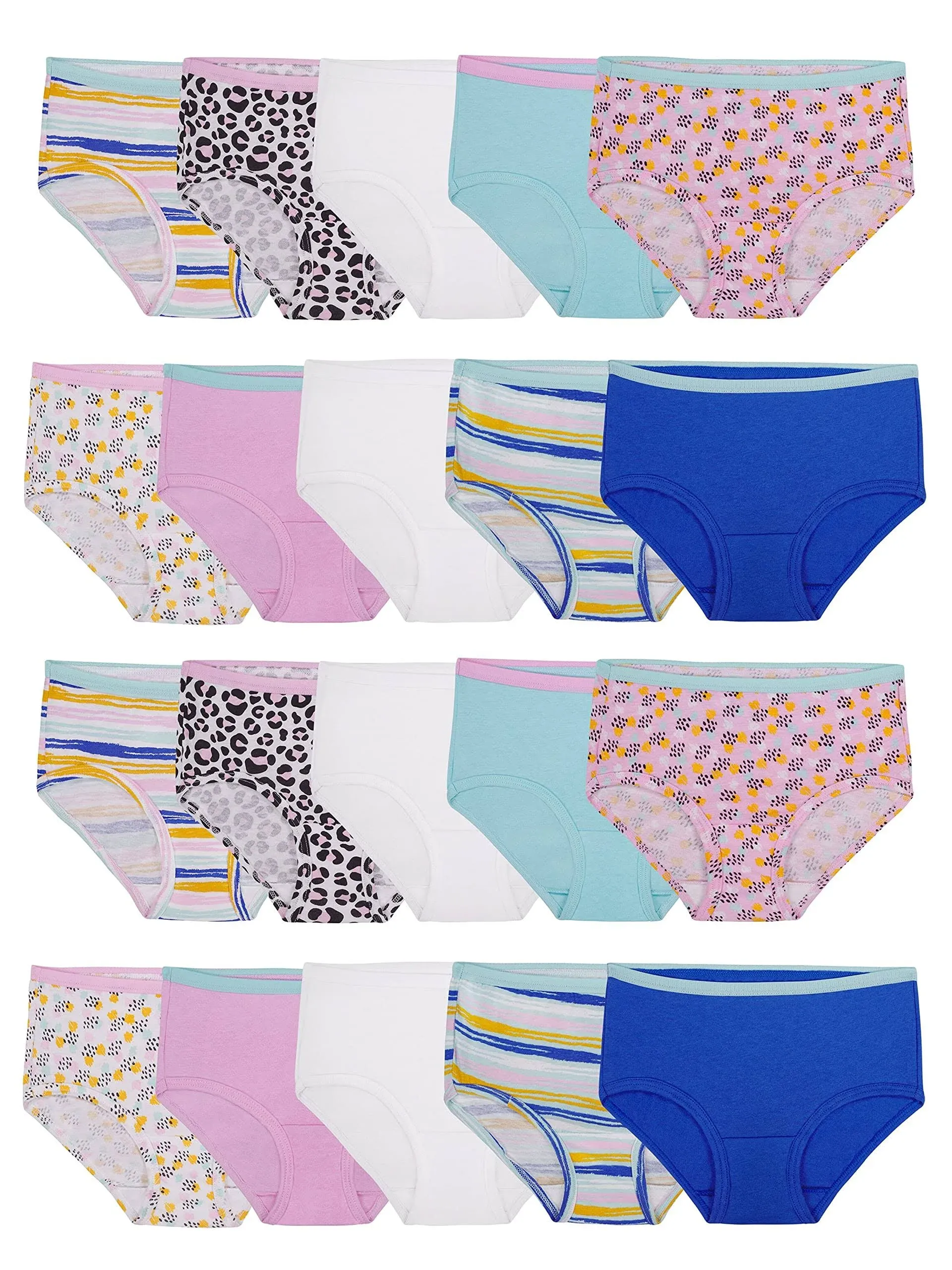 Fruit of The Loom Girls' EverSoft Brief Underwear, Assorted 20 Pack