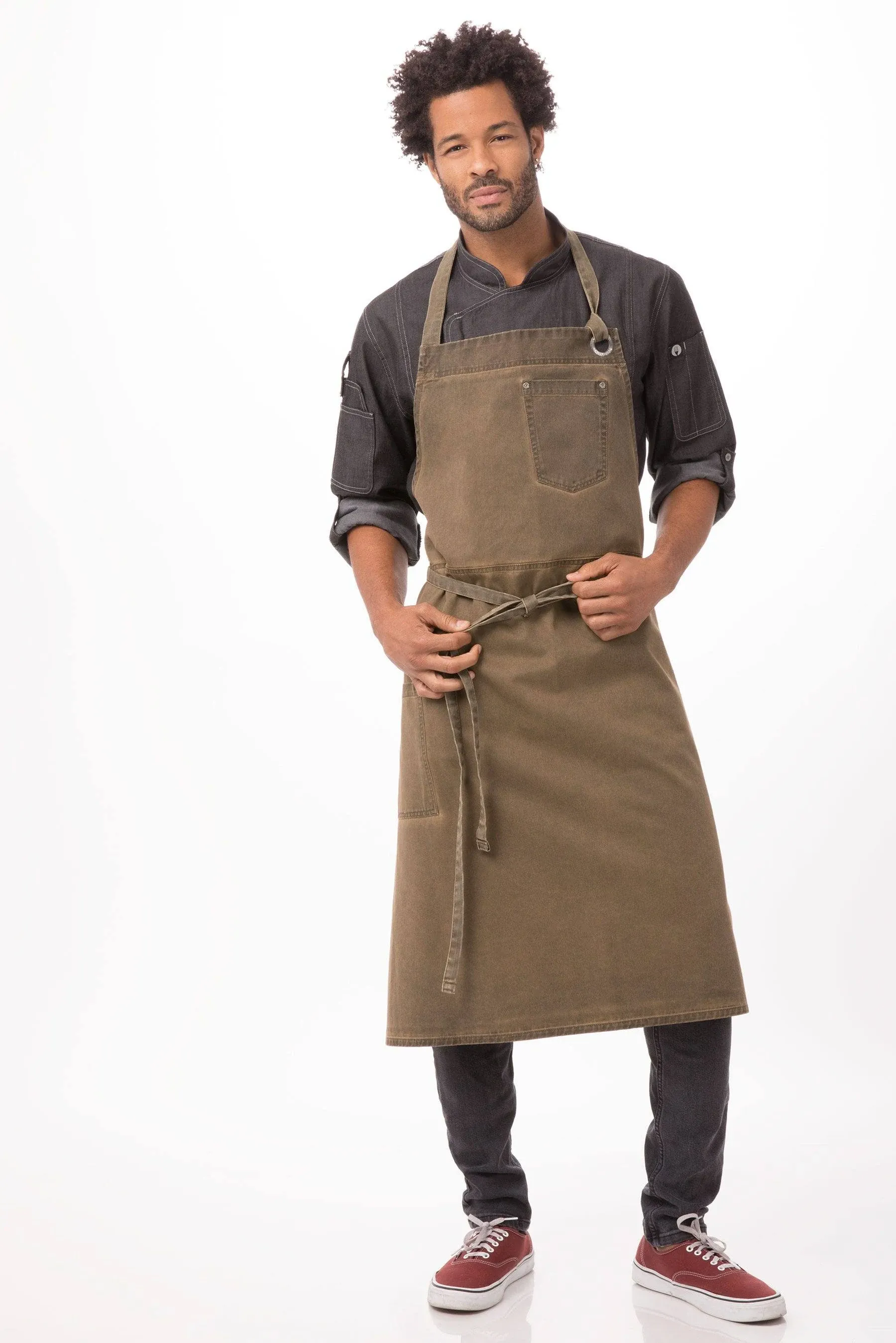 Chef Works Unisex Dorset Bib Apron, Golden Brown, One Size