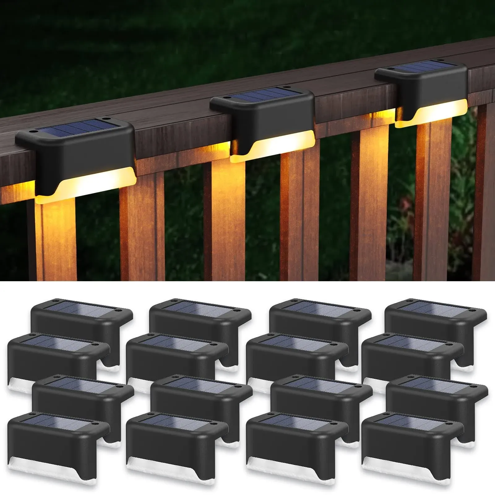 Solar Step Deck Fence Lights, Solar Step Lights Outdoor Waterproof Led Solar Fen