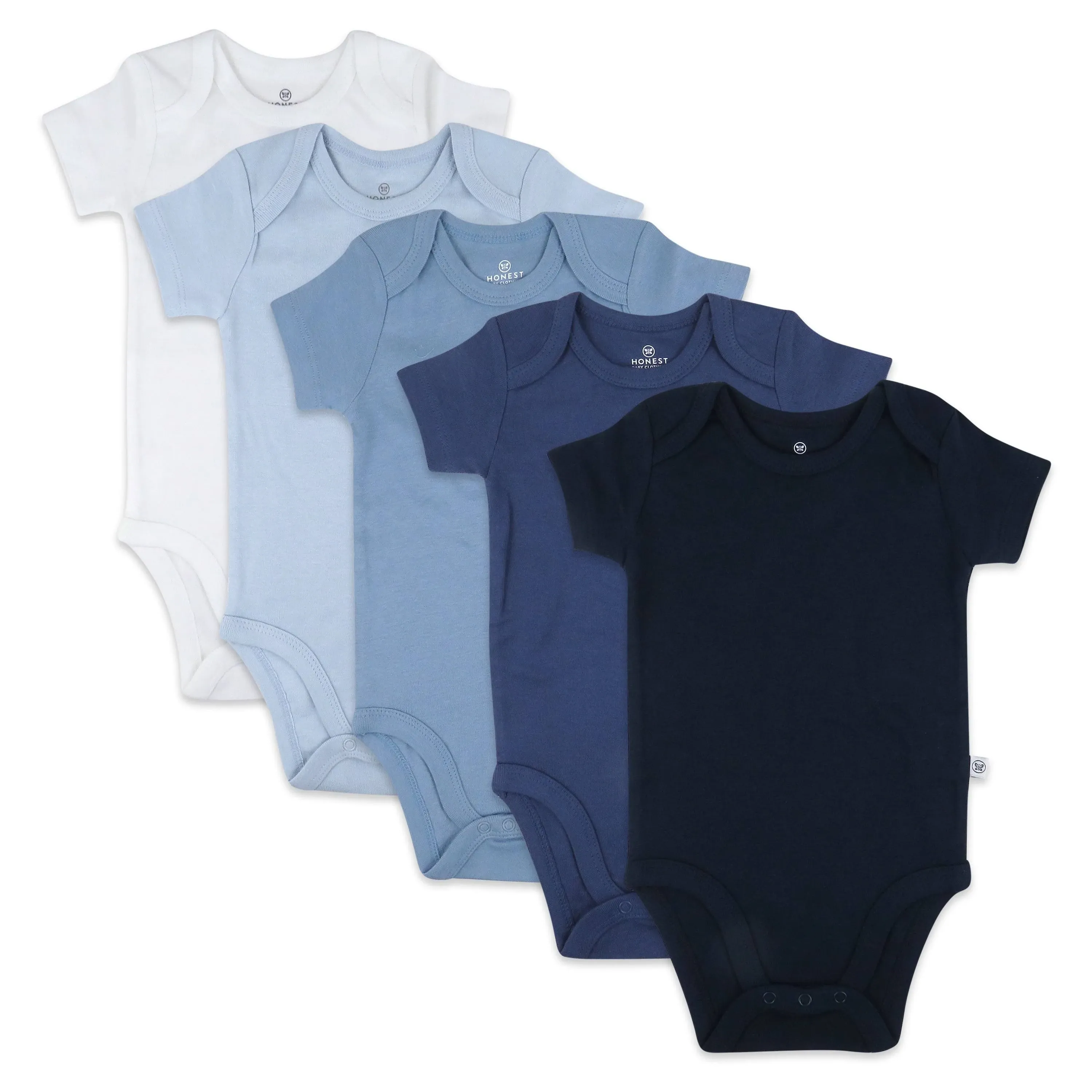 5-Pack Organic Cotton Short Sleeve Bodysuits Ombre Blues / 12M