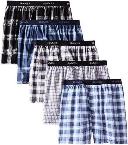 Hanes 5-Pack Young Fashion Plaids Boxer Men's Underwear Assorted Plaid : MD