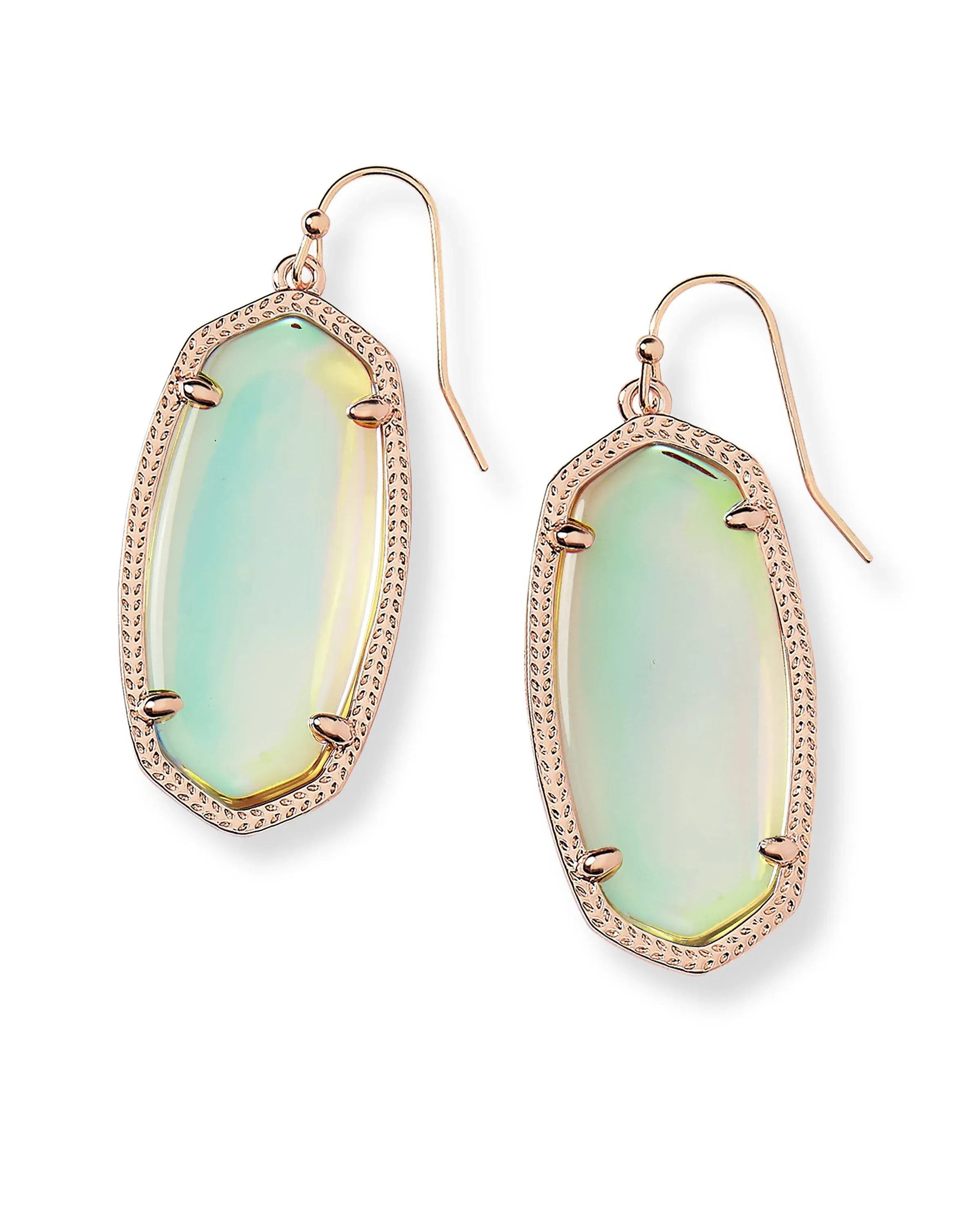 Elle Rose Gold Drop Earrings in Dichroic Glass